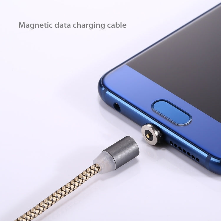 360 Degree Rotation 1m Weave Style USB-C / Type-C to USB 2.0 Strong Magnetic Charger Cable with LED Indicator(Gold) - Charging Cable & Head by PMC Jewellery | Online Shopping South Africa | PMC Jewellery