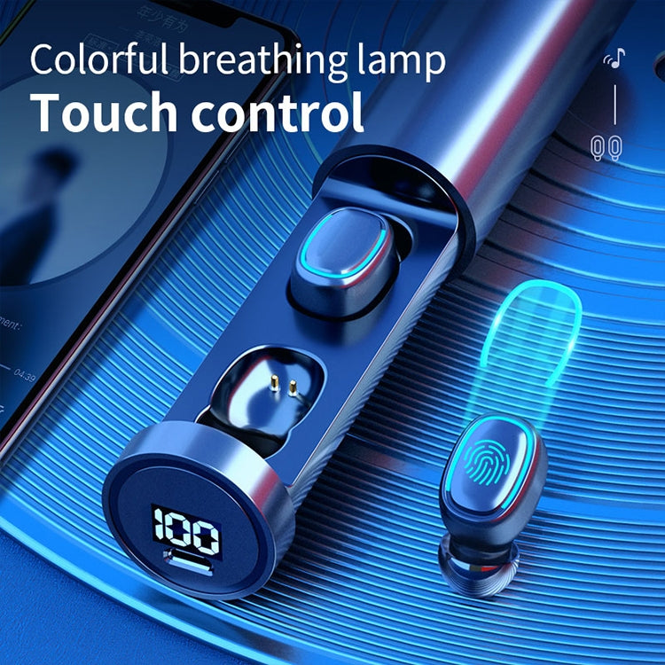 C1 Bluetooth 5.0 TWS Circular Chimney Touch Digital Display True Wireless Bluetooth Earphone with Charging Box(Blue) - TWS Earphone by PMC TechLife | Online Shopping South Africa | PMC TechLife