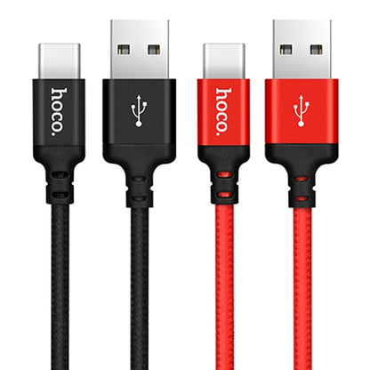 hoco X14 2m Nylon Braided Aluminium Alloy USB-C / Type-C to USB Data Sync Charging Cable(Red) - USB-C & Type-C Cable by hoco | Online Shopping South Africa | PMC Jewellery