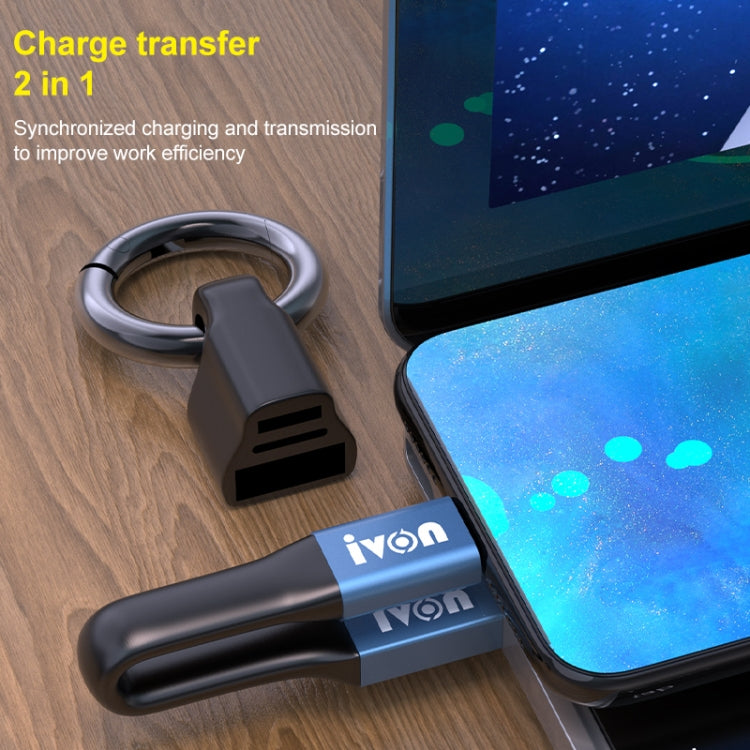 IVON CA90 3.1A Max USB to Micro USB Portable Data Cable with Ring, Length: 14.5cm (Champagne Gold) - Micro USB Cable by IVON | Online Shopping South Africa | PMC TechLife | Buy Now Pay Later Mobicred