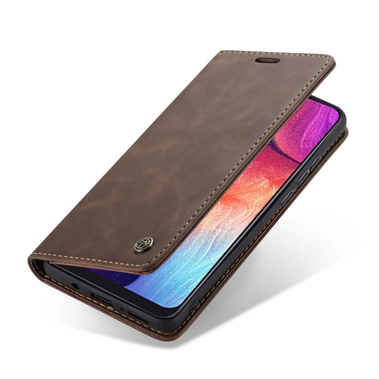 CaseMe-013 Multifunctional Retro Frosted Horizontal Flip Leather Case for Galaxy A30S / A50S / A50, with Card Slot & Holder & Zipper Wallet & Photo Frame(Coffee) - Galaxy Phone Cases by CaseMe | Online Shopping South Africa | PMC Jewellery | Buy Now Pay Later Mobicred