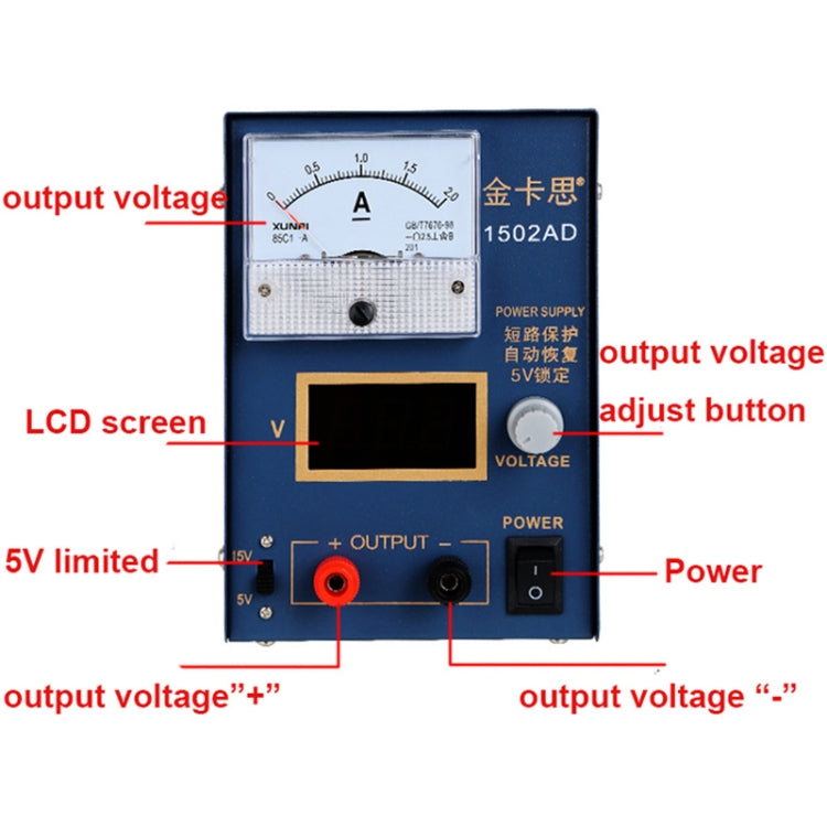 Kaisi KS-1502AD 15V 2A DC Power Supply Voltage Regulator Stabilizer Ammeter Adjustable Power Supply Repair Tools , EU Plug - Power Supply by Kaisi | Online Shopping South Africa | PMC Jewellery