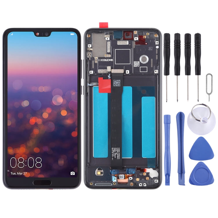 OEM LCD Screen for Huawei P20 Digitizer Full Assembly with Frame (Black) - free shipping - PMC TechLife - Order now!