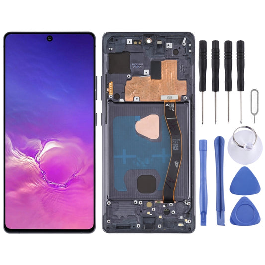 Original Super AMOLED Material LCD Screen and Digitizer Full Assembly with Frame for Galaxy S10 Lite(Black) - LCD Screen by PMC Jewellery | Online Shopping South Africa | PMC Jewellery