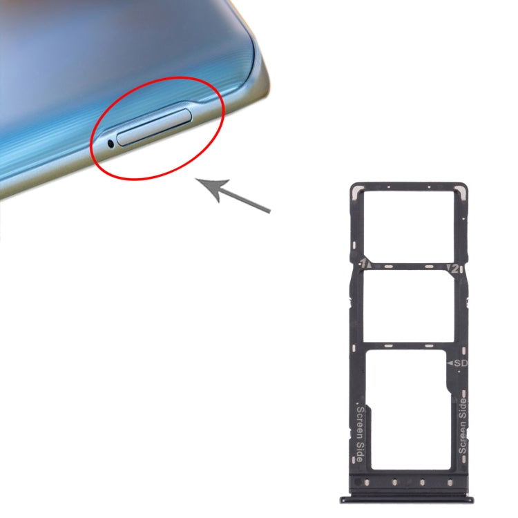 For Tecno Spark 6 KE7 SIM Card Tray + SIM Card Tray + Micro SD Card Tray (Black) - free shipping - PMC TechLife - Order now!