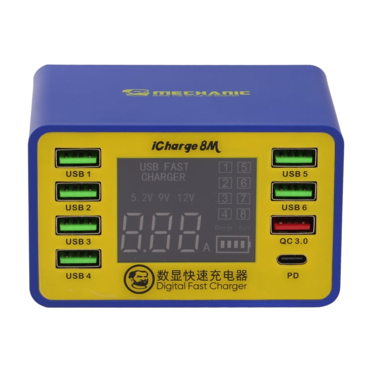 Mechanic icharge 8M QC 3.0 USB Smart Charger Support Fastcharging With LCD, EU Plug - free shipping - PMC TechLife - Order now!