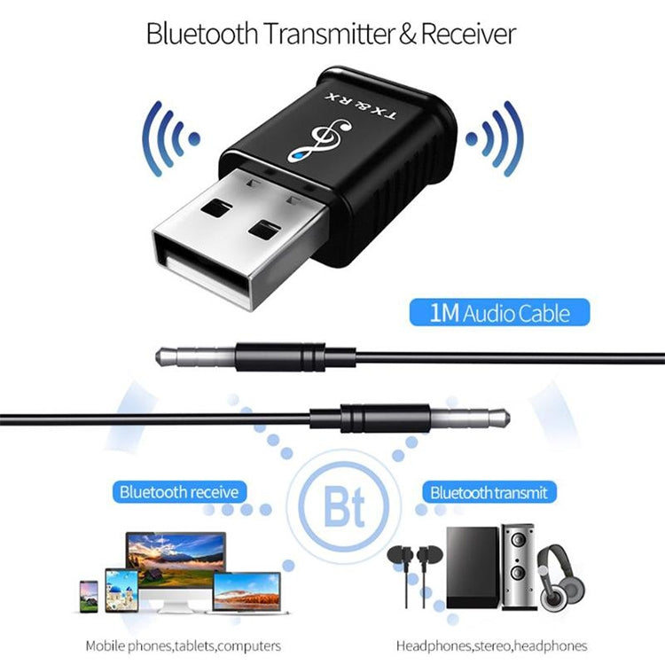 MSD168 2 in 1 Bluetooth Transmitter Receiver Mini 3.5mm AUX Stereo Wireless Bluetooth 5.0 Adapter For Car TV PC MP3 - Audio Receiver Transmitter by PMC Jewellery | Online Shopping South Africa | PMC Jewellery