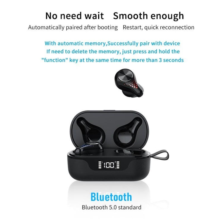 T8 Hifi Wireless Bluetooth 5.0 Earphone Waterproof Sports Gaming Earphone Noise Earbuds with LED Display(Black) - Bluetooth Earphone by PMC Jewellery | Online Shopping South Africa | PMC Jewellery