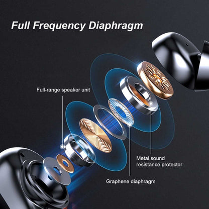 T8 Hifi Wireless Bluetooth 5.0 Earphone Waterproof Sports Gaming Earphone Noise Earbuds with LED Display(Cloth) - Bluetooth Earphone by PMC Jewellery | Online Shopping South Africa | PMC Jewellery