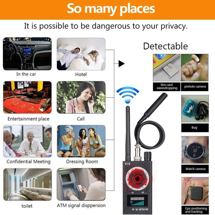 ZS-k18 GPS Tracking GSM Listening Device Finder Wireless Camera Detector - Infrared Detector by PMC Jewellery | Online Shopping South Africa | PMC Jewellery