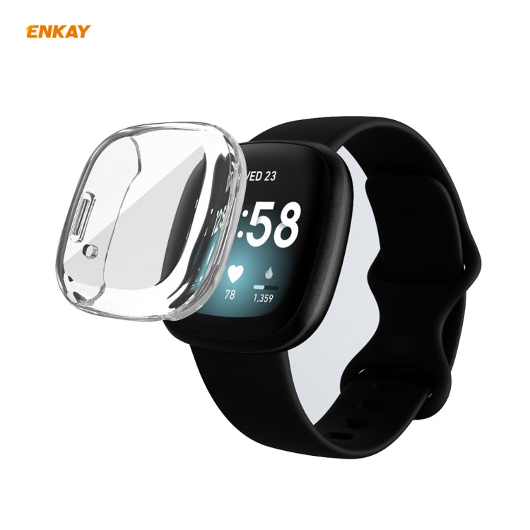 For Fitbit Versa 3 / Fitbit Sense ENKAY Hat-Prince ENK-AC8208 Full Coverage Transparent TPU Soft Case - Watch Cases by ENKAY | Online Shopping South Africa | PMC TechLife | Buy Now Pay Later Mobicred