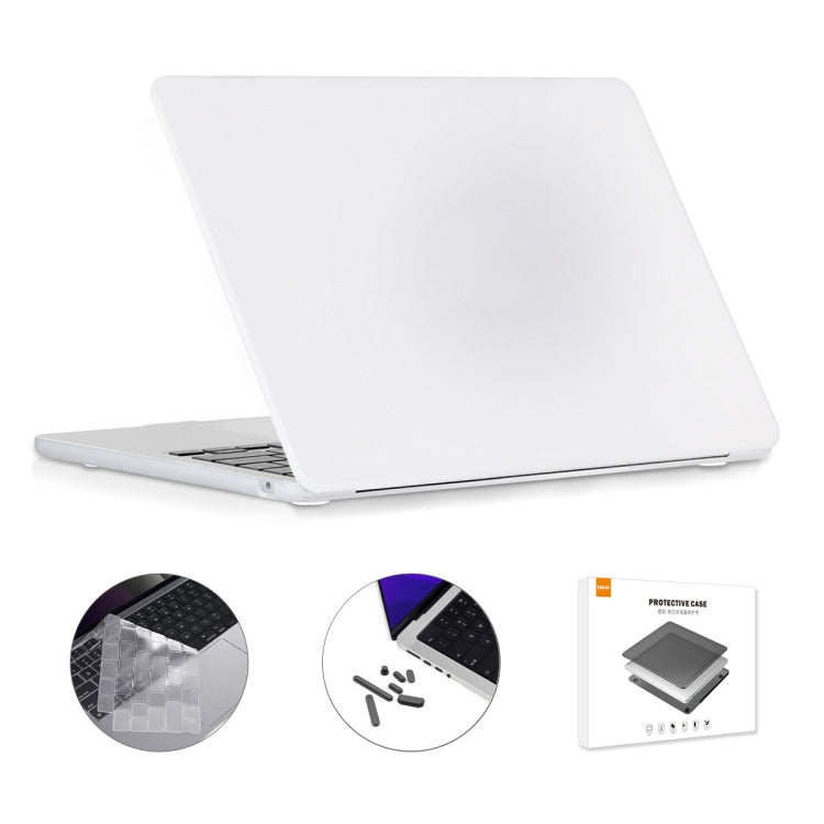 For MacBook Air 13.6 2022/2024 A2681 M2 / A3113 M3 US Version ENKAY 3 in 1 Matte Laptop Case with TPU Keyboard Film / Anti-dust Plugs(White) - MacBook Air Cases by ENKAY | Online Shopping South Africa | PMC Jewellery | Buy Now Pay Later Mobicred