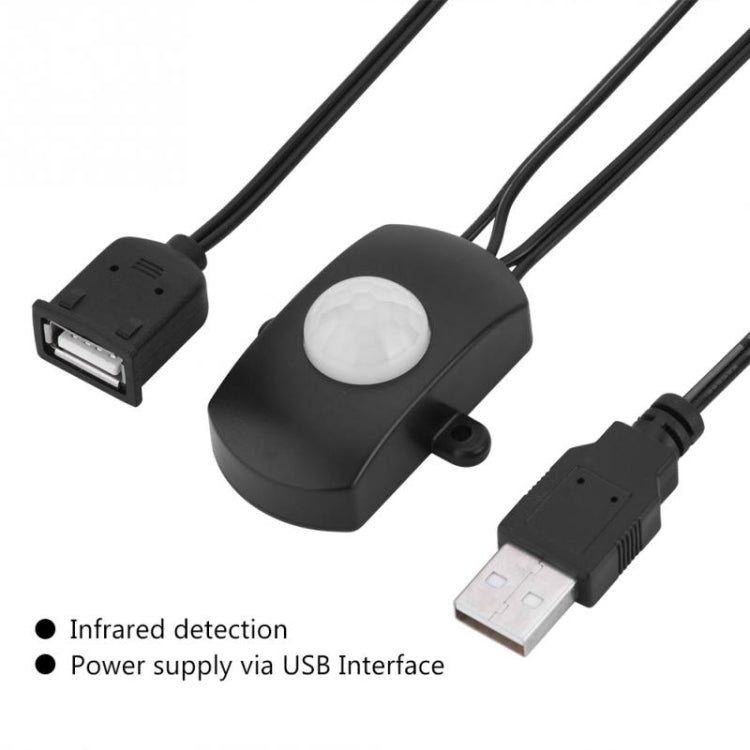DC 5V/12V/24V USB Body Infrared PIR Motion Sensor Switch Human Motion Sensor Detector Switch For LED Light Strip(Black) - Sensor LED Lights by PMC TechLife | Online Shopping South Africa | PMC TechLife | Buy Now Pay Later Mobicred