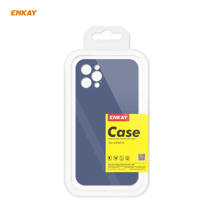 For iPhone 12 Pro Hat-Prince ENKAY ENK-PC069 Liquid Silicone Straight Edge Shockproof Protective Case(Navy Blue) - iPhone 12 / 12 Pro Cases by ENKAY | Online Shopping South Africa | PMC TechLife | Buy Now Pay Later Mobicred