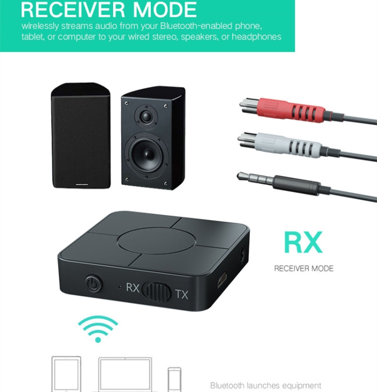 KN326 Bluetooth Audio Receiver Transmitter 5.0 Two-in-one Bluetooth Adapter for Hands-free Calls - Audio Receiver Transmitter by PMC TechLife | Online Shopping South Africa | PMC TechLife