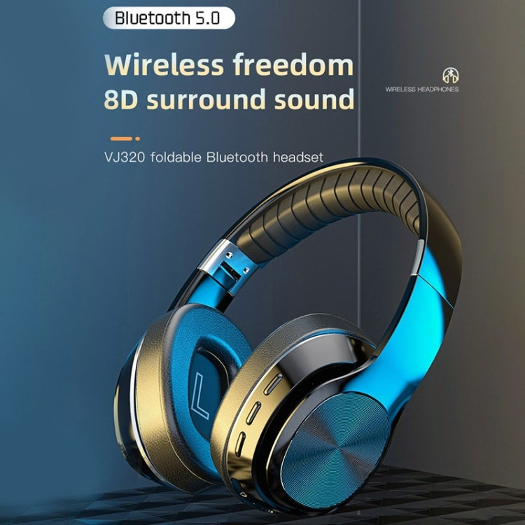 VJ320 Bluetooth 5.0 Head-mounted Foldable Wireless Headphones Support TF Card with Mic(Blue) - Headset & Headphone by PMC Jewellery | Online Shopping South Africa | PMC Jewellery