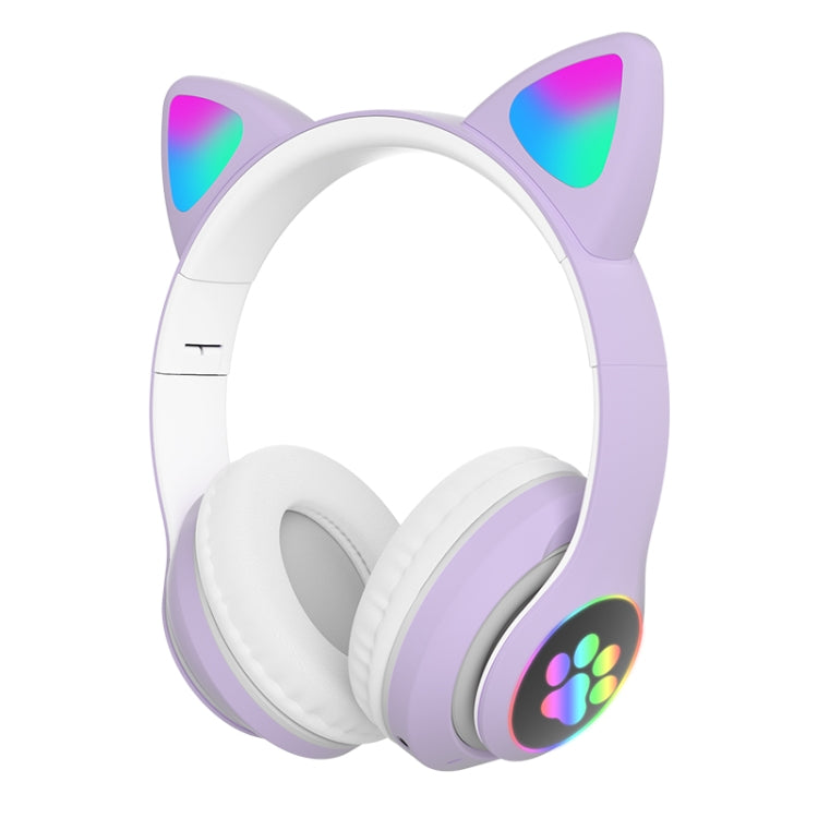 T&G TN-28 3.5mm Bluetooth 5.0 Dual Connection RGB Cat Ear Bass Stereo Noise-cancelling Headphones Support TF Card With Mic(Purple) - Headset & Headphone by T&G | Online Shopping South Africa | PMC Jewellery