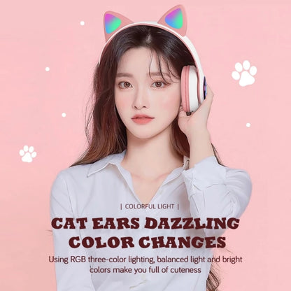T&G TN-28 3.5mm Bluetooth 5.0 Dual Connection RGB Cat Ear Bass Stereo Noise-cancelling Headphones Support TF Card With Mic(Blue) - Headset & Headphone by T&G | Online Shopping South Africa | PMC Jewellery