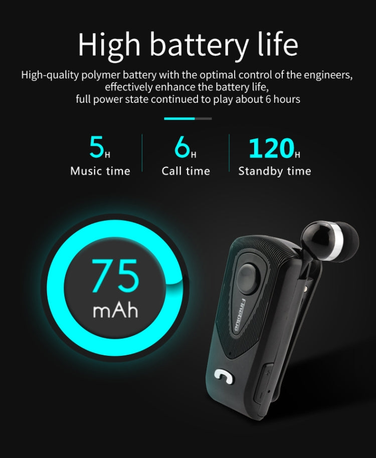 Fineblue F930 CSR4.1 Retractable Cable Caller Vibration Reminder Anti-theft Bluetooth Headset - Bluetooth Earphone by Fineblue | Online Shopping South Africa | PMC TechLife | Buy Now Pay Later Mobicred