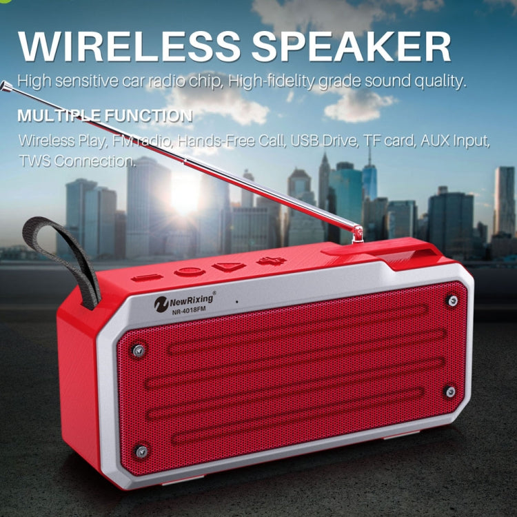 NewRixing NR4018FM TWS Portable Stereo Bluetooth Speaker, Support TF Card / FM / 3.5mm AUX / U Disk / Hands-free Call(Red) - Mini Speaker by New Rixing | Online Shopping South Africa | PMC Jewellery