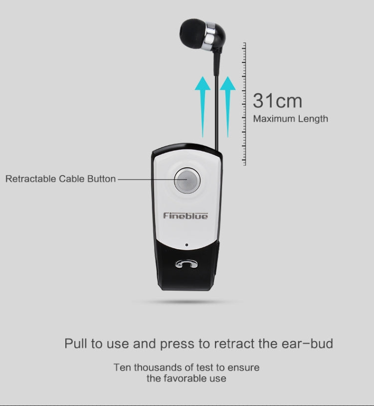Fineblue F960 CSR4.1 Retractable Cable Caller Vibration Reminder Anti-theft Bluetooth Headset - Bluetooth Earphone by Fineblue | Online Shopping South Africa | PMC Jewellery
