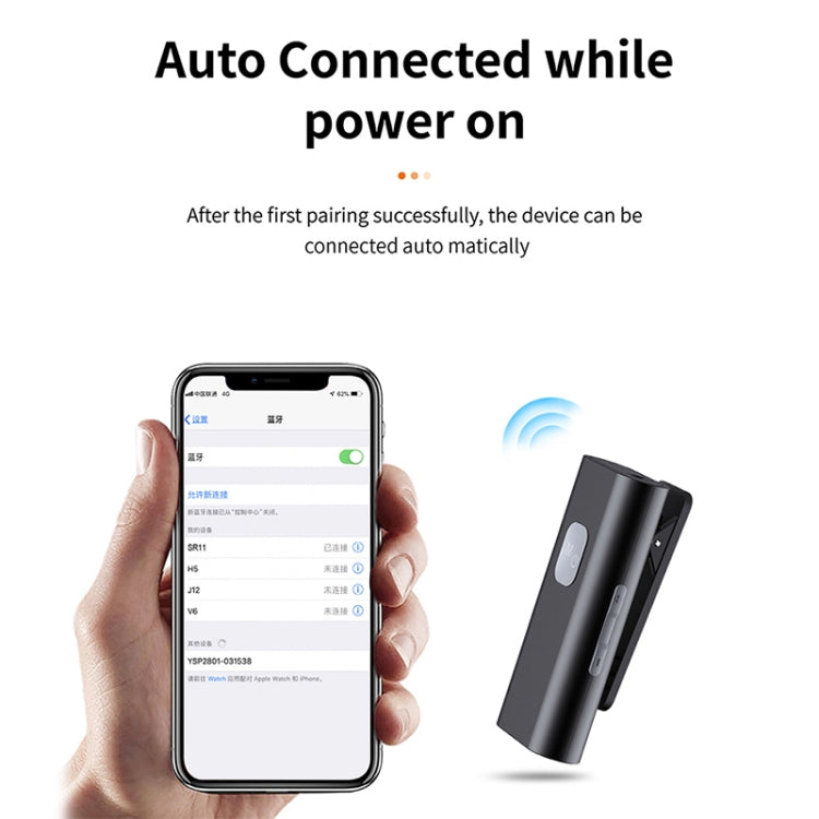 SR11 Lavalier Bluetooth 5.0 Audio Receiver Bluetooth Adapter Support TF Card - Audio Receiver Transmitter by PMC TechLife | Online Shopping South Africa | PMC TechLife