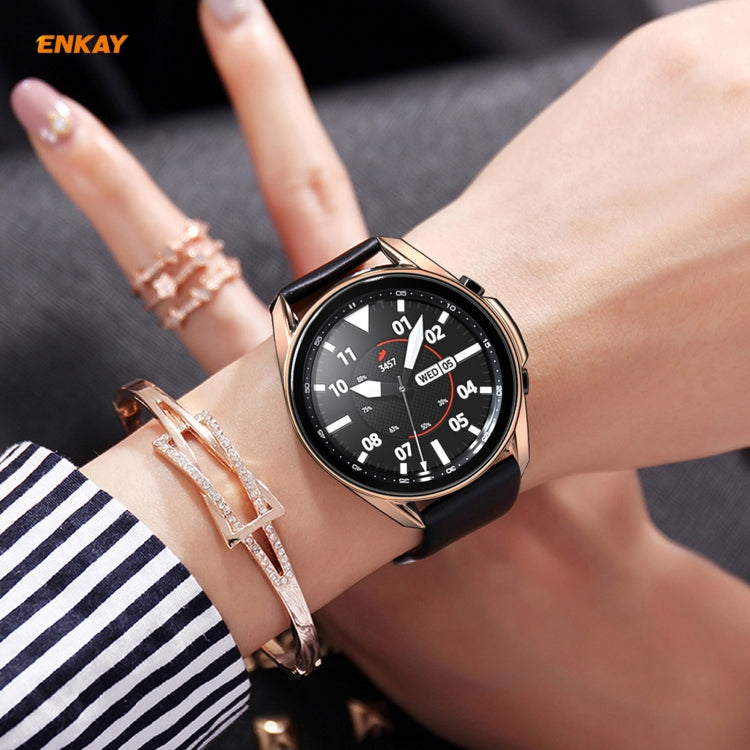 For Samsung Galaxy Watch 3 45mm 2 in 1 ENKAY Hat-Prince Electroplate Soft TPU Case + 0.2mm 9H 2.15D Curved Edge Tempered Glass Film(Rose Gold) - Watch Cases by ENKAY | Online Shopping South Africa | PMC Jewellery | Buy Now Pay Later Mobicred