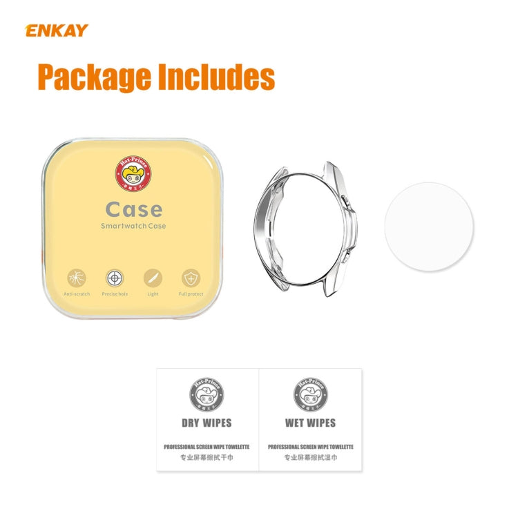 For Samsung Galaxy Watch 3 45mm 2 in 1 ENKAY Hat-Prince Electroplate Soft TPU Case + 0.2mm 9H 2.15D Curved Edge Tempered Glass Film(Silver) - Watch Cases by ENKAY | Online Shopping South Africa | PMC Jewellery | Buy Now Pay Later Mobicred