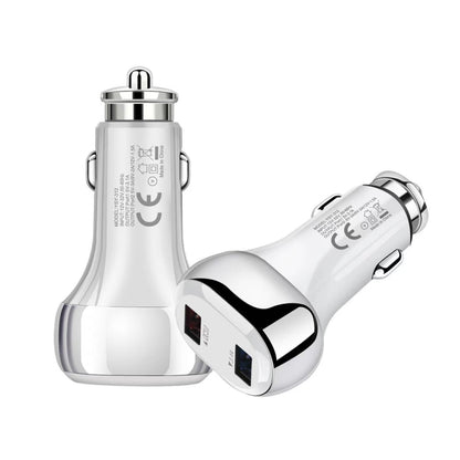 YSY-312 2 in 1 18W Portable QC3.0 Dual USB Car Charger + 1m 3A USB to USB-C / Type-C Data Cable Set(White) - Car Charger by PMC Jewellery | Online Shopping South Africa | PMC Jewellery