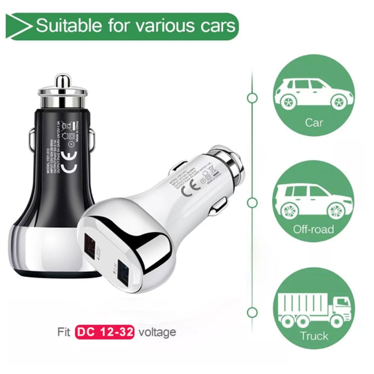 YSY-312 2 in 1 18W Portable QC3.0 Dual USB Car Charger + 1m 3A USB to 8 Pin Data Cable Set(Black) - Car Charger by PMC Jewellery | Online Shopping South Africa | PMC Jewellery