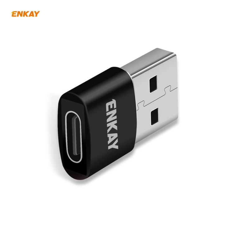 ENKAY ENK-AT105 USB Male to USB-C / Type-C Female Aluminium Alloy Adapter Converter, Support Quick Charging & Data Transmission(Black) - Type-C Adapter by ENKAY | Online Shopping South Africa | PMC Jewellery | Buy Now Pay Later Mobicred