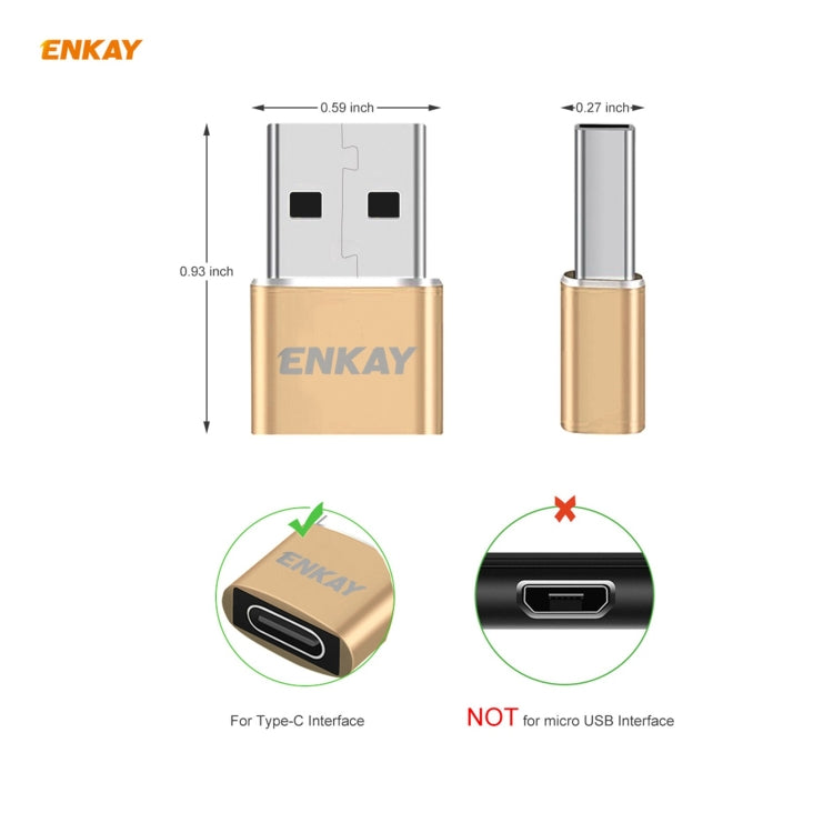 ENKAY ENK-AT105 USB Male to USB-C / Type-C Female Aluminium Alloy Adapter Converter, Support Quick Charging & Data Transmission(Red) - Type-C Adapter by ENKAY | Online Shopping South Africa | PMC Jewellery | Buy Now Pay Later Mobicred