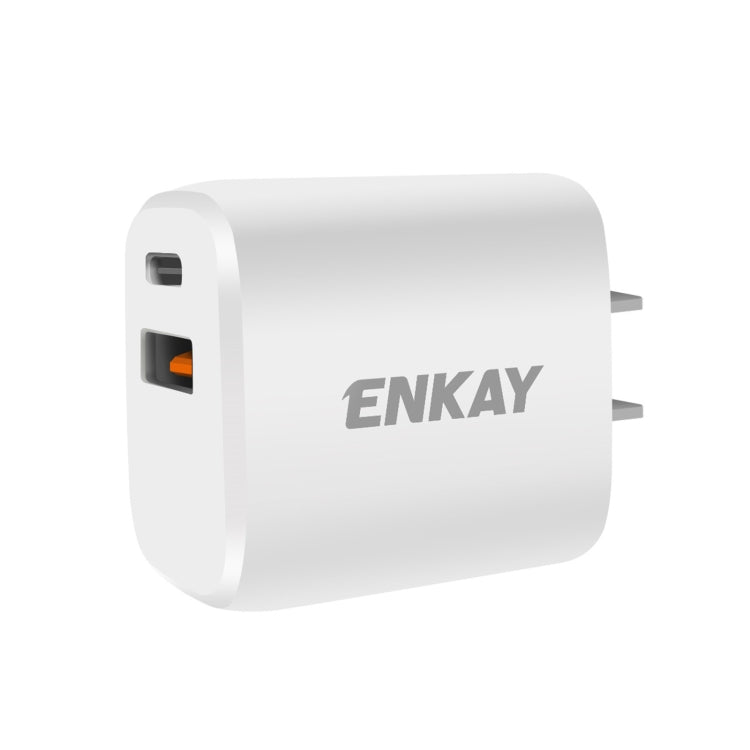 ENKAY Hat-Prince 20W PD Type-C + QC 3.0 USB Fast Charging Travel Charger Power Adapter with Fast Charge Data Cable, US Plug(With Type-C Cable) - USB Charger by ENKAY | Online Shopping South Africa | PMC Jewellery | Buy Now Pay Later Mobicred