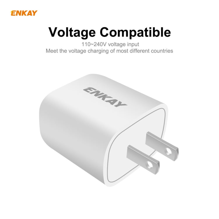 ENKAY Hat-Prince 20W PD Type-C + QC 3.0 USB Fast Charging Travel Charger Power Adapter with Fast Charge Data Cable, US Plug(With Type-C Cable) - USB Charger by ENKAY | Online Shopping South Africa | PMC Jewellery