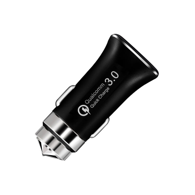 LZ-328 Safety Hammer Type QC3.0 USB  Fast Charging Car Charger(Black) - Car Charger by PMC Jewellery | Online Shopping South Africa | PMC Jewellery