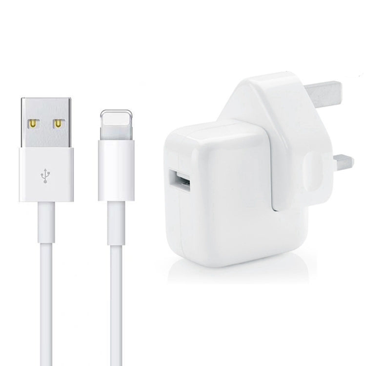 12W USB Charger + USB to 8 Pin Data Cable for iPad / iPhone / iPod Series, UK Plug - free shipping - PMC TechLife - Order now!