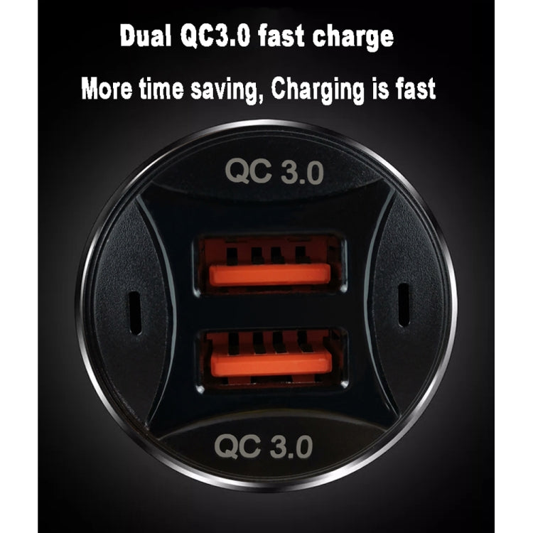 TE-092 36W Dual QC3.0 USB Fast Car Charger(Black) - Car Charger by PMC TechLife | Online Shopping South Africa | PMC TechLife