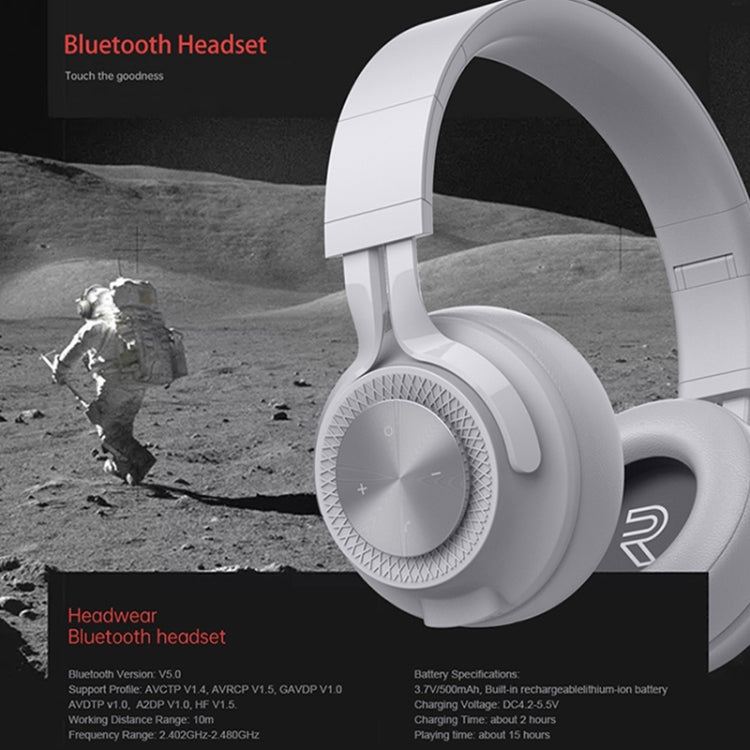 P1 Wireless Bluetooth 5.0 Stereo Soft Leather Earmuffs Foldable Headset Built-in Mic for PC / Cell Phones(Red) - free shipping - PMC TechLife - Order now!
