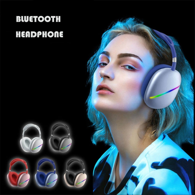 AKZ MAX10 Head-mounted RGB Wireless Bluetooth Music Headset With Microphone, Supports TF Card(Blue) - Headset & Headphone by PMC Jewellery | Online Shopping South Africa | PMC Jewellery