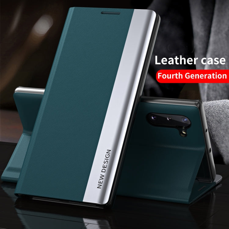 For Samsung Galaxy Note20 Ultra Side Electroplated Magnetic Ultra-Thin Horizontal Flip Leather Case with Holder(Green) - Galaxy Note20 Ultra Cases by PMC TechLife | Online Shopping South Africa | PMC TechLife