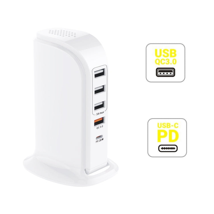 PD-36W PD3.0 + QC3.0 4-port USB Mobile Phone Charging Sailboat Multi Port Charger, EU Plug - Multifunction Charger by PMC Jewellery | Online Shopping South Africa | PMC Jewellery