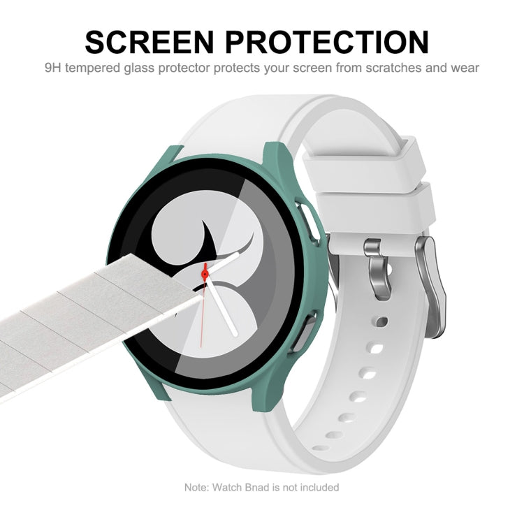 ENKAY Hat-Prince Full Coverage PC Frame + Tempered Glass Protector Composite Case for Samsung Galaxy Watch4 40mm(White) - Watch Cases by ENKAY | Online Shopping South Africa | PMC TechLife | Buy Now Pay Later Mobicred