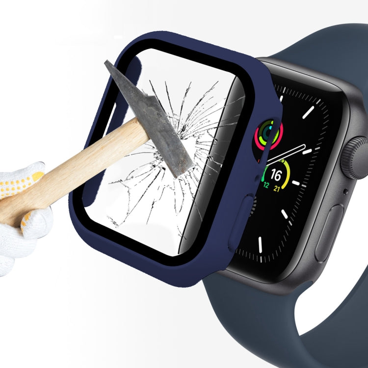 ENKAY Hat-Prince 2 in 1 PC Frame + 9H Tempered Glass Protector Full Coverage Case For Apple Watch Series 8 / 7 41mm(Dark Blue) - Watch Cases by ENKAY | Online Shopping South Africa | PMC TechLife | Buy Now Pay Later Mobicred