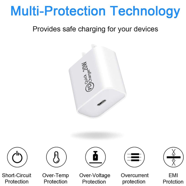 2m AU-20W PD USB-C / Type-C Travel Charger with USB-C to 8 Pin Data Cable, AU Plug - USB Charger by PMC TechLife | Online Shopping South Africa | PMC TechLife | Buy Now Pay Later Mobicred
