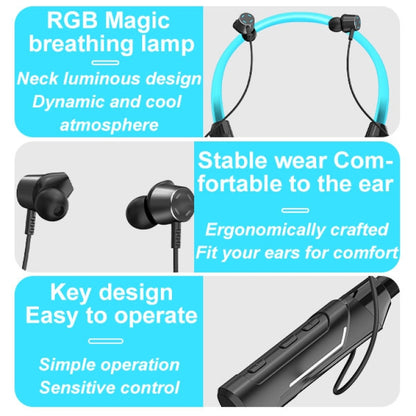 JG4 Flashing LED Neck-mounted Stereo Bluetooth Wireless Earphone(Black) - Neck-mounted Earphone by PMC Jewellery | Online Shopping South Africa | PMC Jewellery