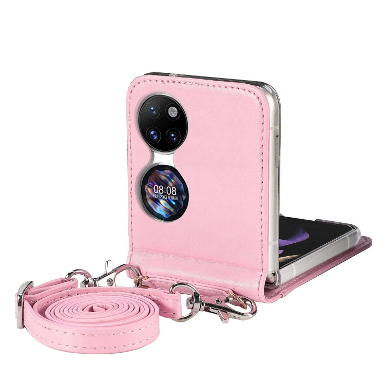 For Huawei  P50 Pocket Diagonal Embossed Card Folding Phone Case(Pink) - free shipping - PMC TechLife - Order now!