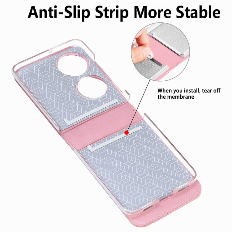 For Huawei  P50 Pocket Diagonal Embossed Card Folding Phone Case(Pink) - free shipping - PMC TechLife - Order now!