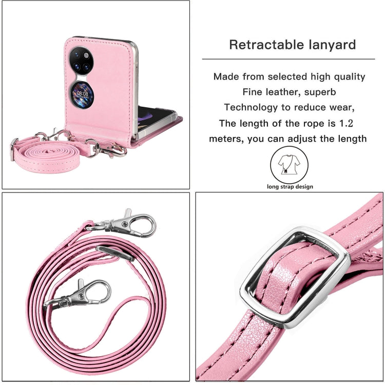 For Huawei  P50 Pocket Diagonal Embossed Card Folding Phone Case(Pink) - free shipping - PMC TechLife - Order now!