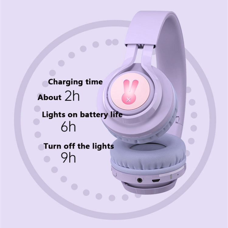 BT06C+ Children Head-mounted Cute Wireless Bluetooth Headset with Microphone & LED Light(Purple) - Headset & Headphone by PMC Jewellery | Online Shopping South Africa | PMC Jewellery