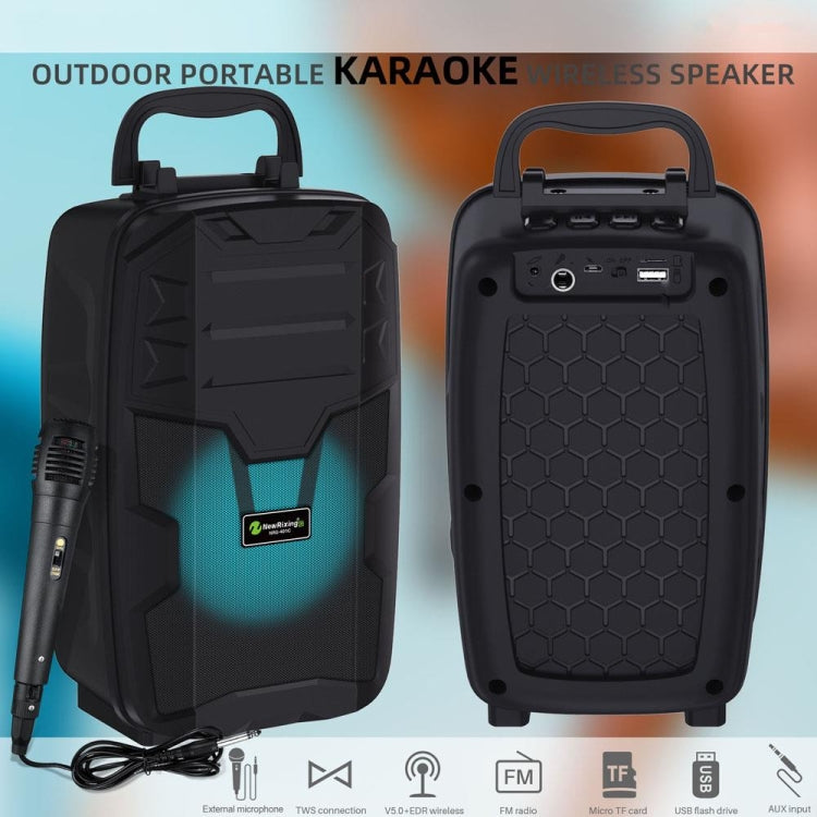 NewRixing NRG401C Outdoor Portable Karaoke Wireless Speaker High-Power Audio Amplifier With Mic(Black) - Loudspeaker by New Rixing | Online Shopping South Africa | PMC Jewellery